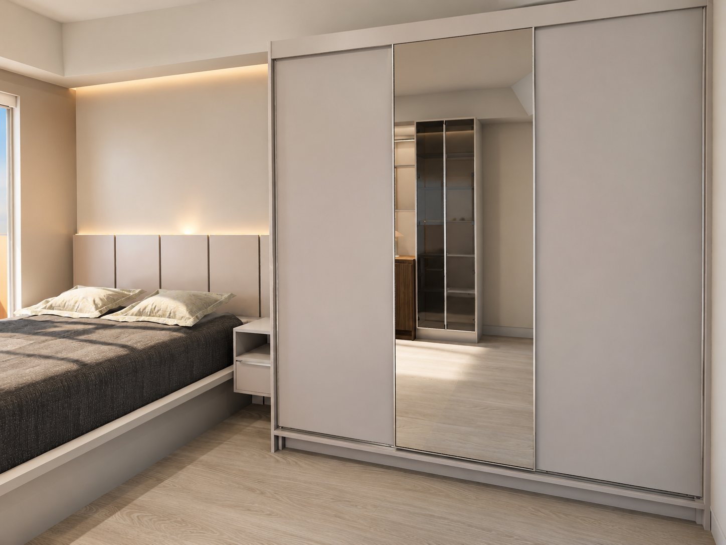 Dormitório com Closet Espelhado — móveis planejados Residencial