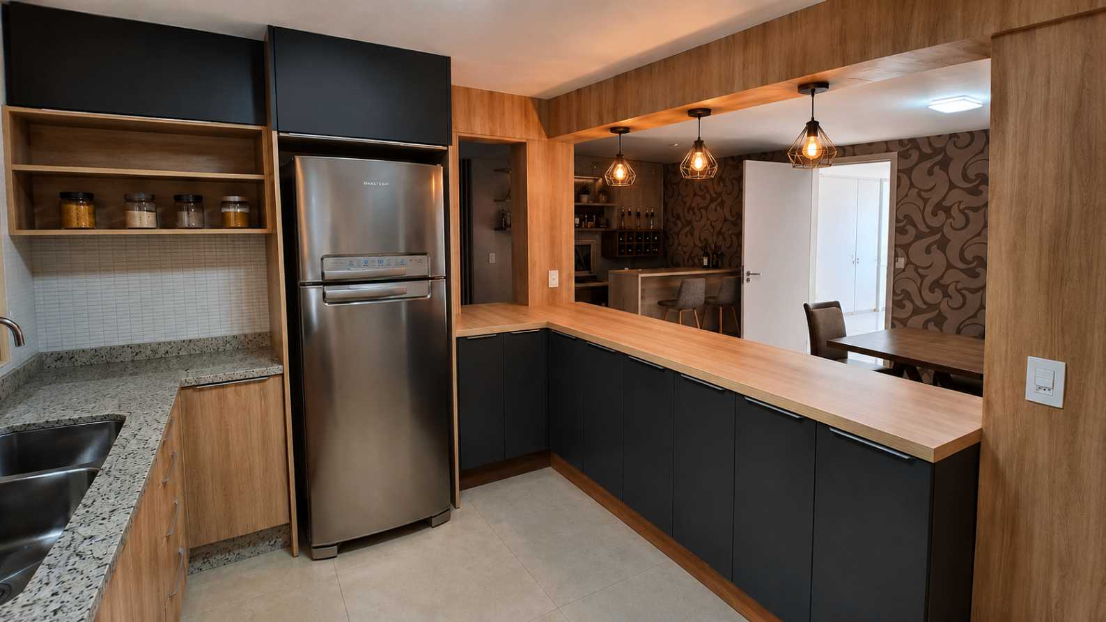 Cozinha Integrada com Bar — móveis planejados Residencial